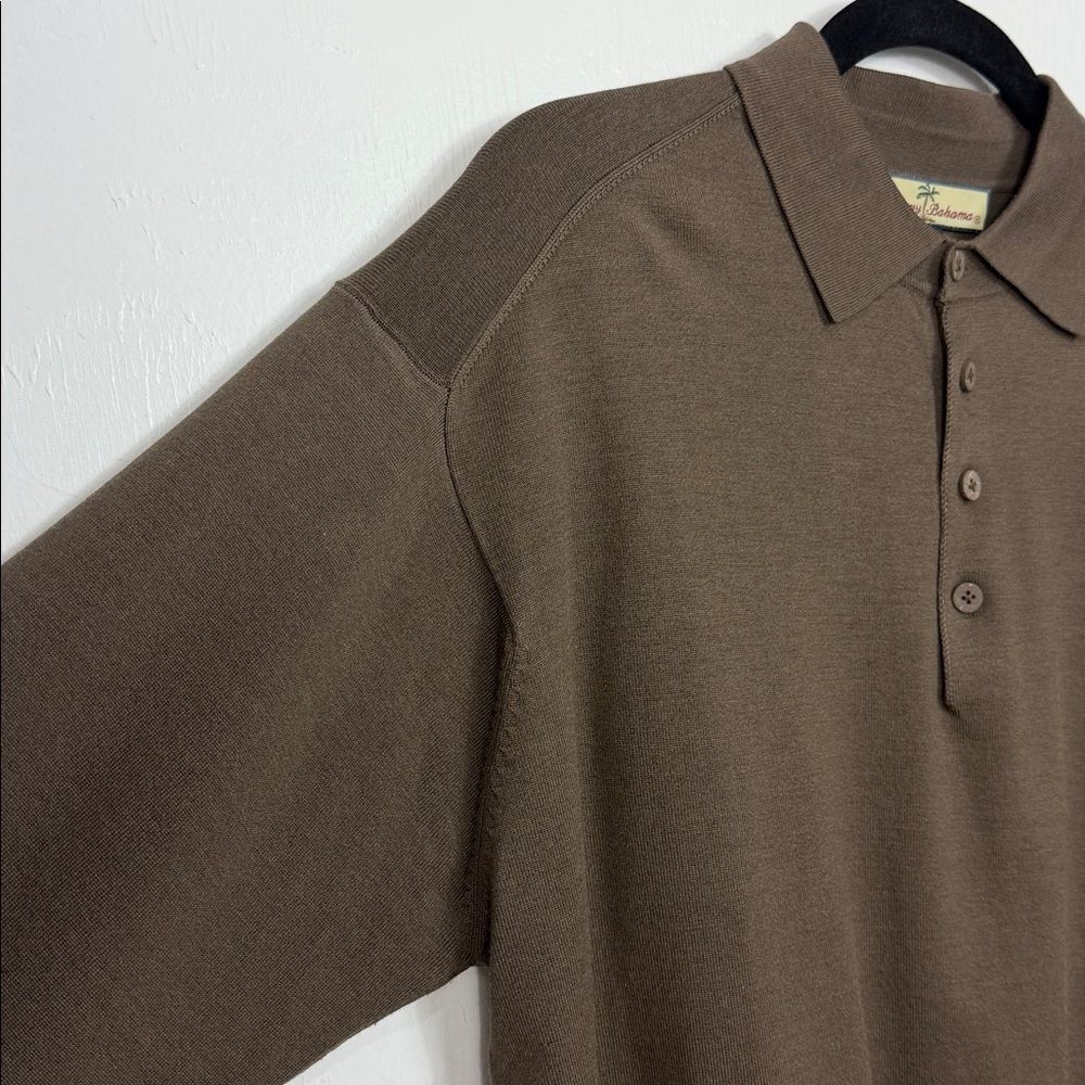 Tommy Bahama Brown Silk Blend Long Sleeve Polo Sweater Mens M - Picture 3 of 10